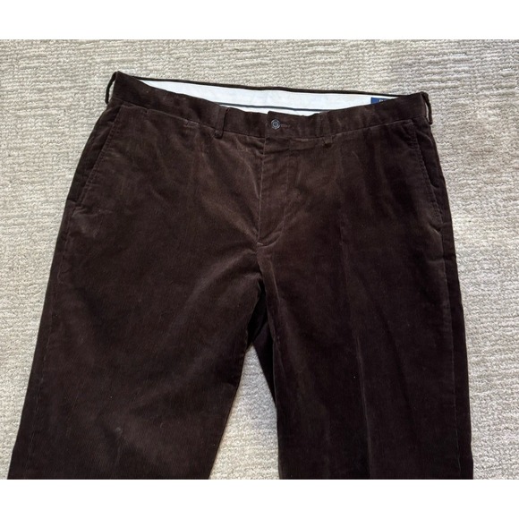 POLO RALPH LAUREN CLASSIC FIT BROWN FLAT FRONT CORDUROY CHINO PANTS MENS 38x30 - Picture 4 of 11
